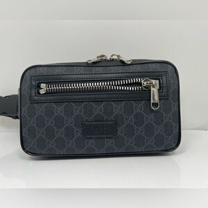 AUTHENTIC GUCCI GG SUPREME CANVAS BLACK BELT BAG FOR MEN Excellent Mint Cond